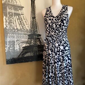 Ralph Lauren Monochrome Floral Midi Dress